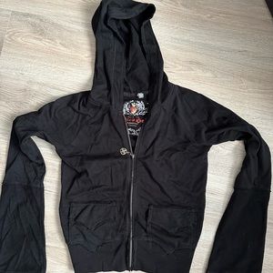 Twisted Heart - zip-up sweatshirt- rhinestone skull - size xs